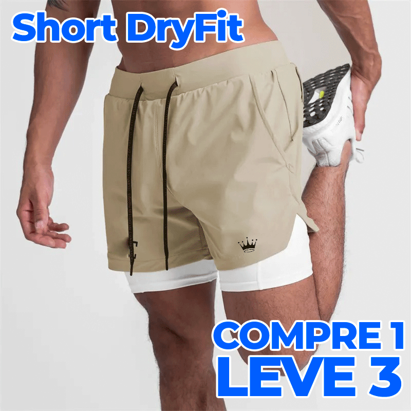 Kit Shorts Masculino DryFit de Camada Dupla de Compressão - Compre 1, Leve 3