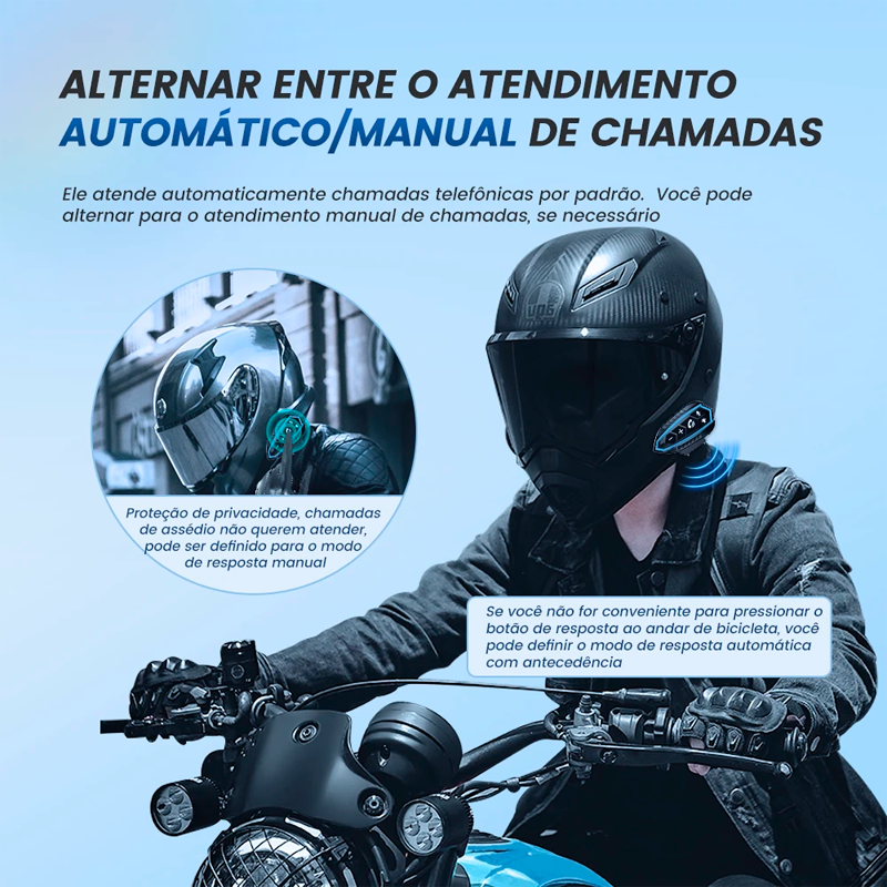Fone de Ouvido para Motociclistas com Bluetooth 5.0 - SmartHelm