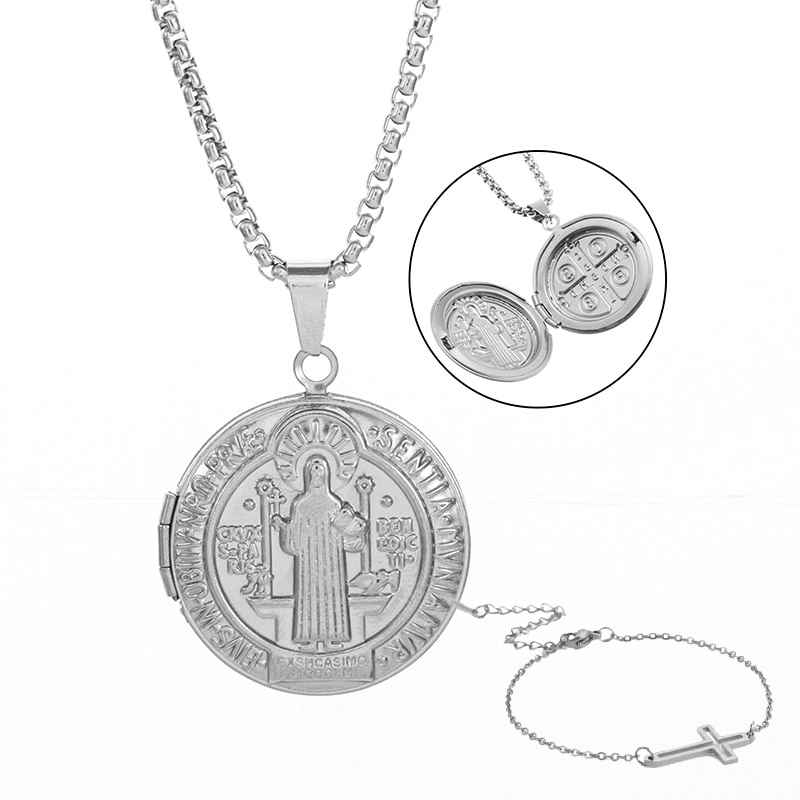 Amuleto Milagroso de São Bento + BRINDE EXCLUSIVO Bracelete de Cruz em Aço Inoxidável